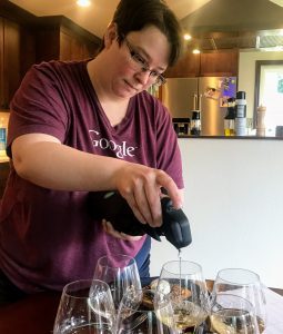 Author using her Coravin