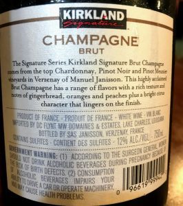 label of kirkland champagne