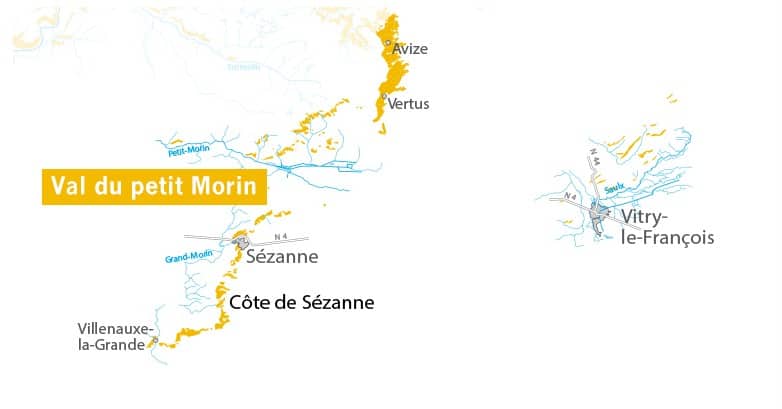 Côte des Blancs map